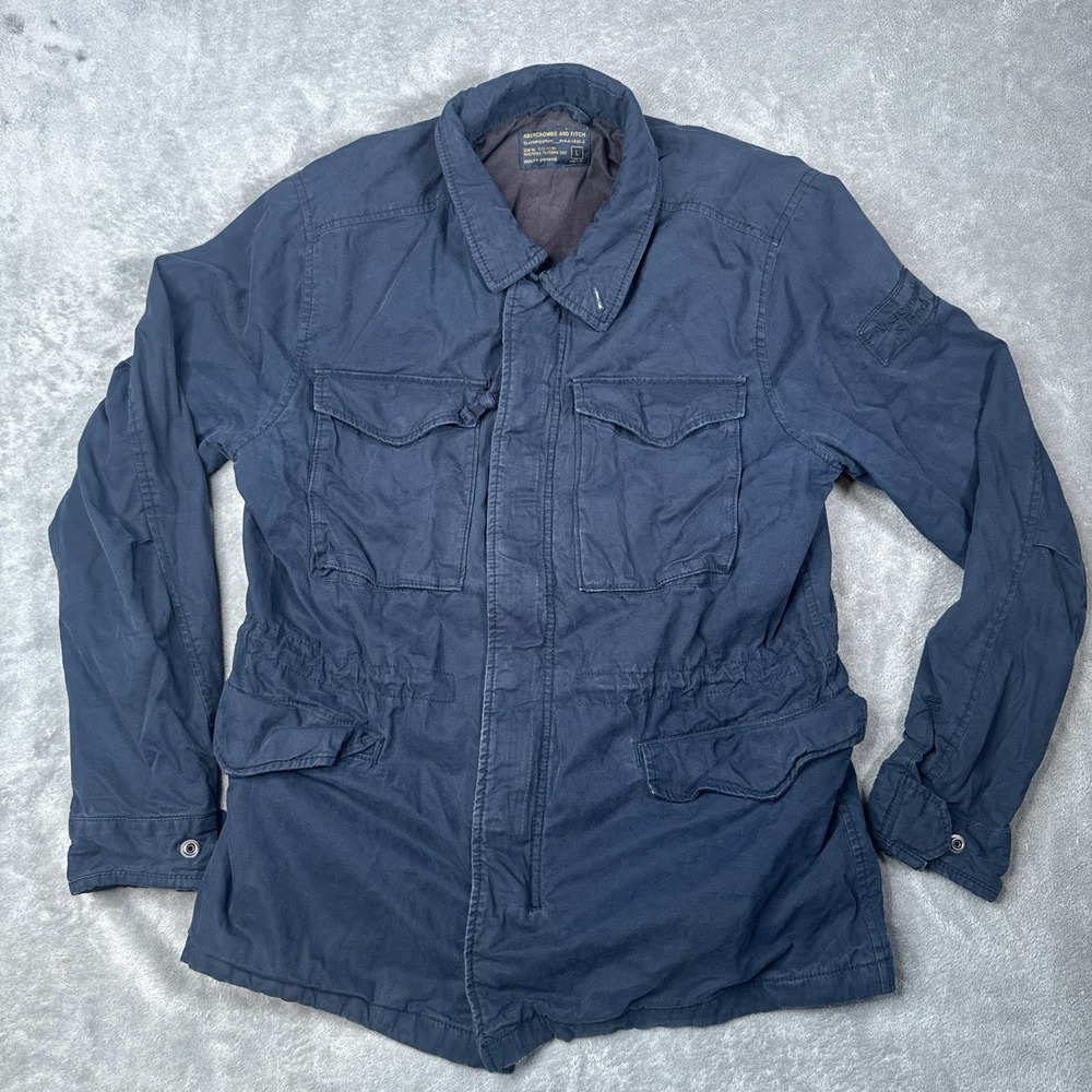Vintage Abercrombie & Fitch Sentinel Field Jacket Military Style Y2K Navy Mens L